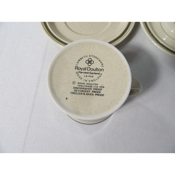 Royal Doulton Harvest Garland Cups Saucer Set of 4 Vintage 1976 Lambeth Stonewar - Picture 5 of 10